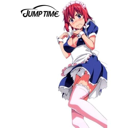 JumpTime 13cm x 5.2cm Lovely Maid Girl 3D Car Stickers Anime Maken-Ki! Shinatsu Azuki Vinyl Window Wiper Decals Car Styling