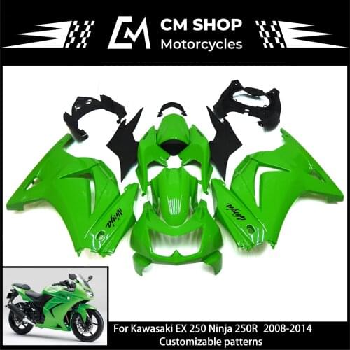 For Kawasaki EX 250, 2014 Ninja 250R Fairing Abs 2014 EX 250 Fairing 2008-2014 Green Body Fairing Kit