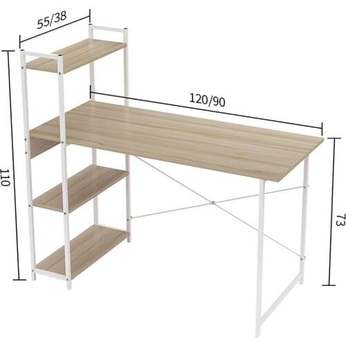 Computer Laptop Desk Upgraded 47" Modern Style Computer Desk with 4 Tiers Bookshelf for Home Office Studying Living Room