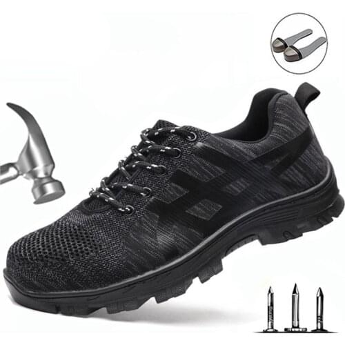Flying Woven Labor Insurance Shoes Anti-Mite Breathable Comfortable Stab-Resistant Non-Slip Wear-Resistant Safety Work Shoes