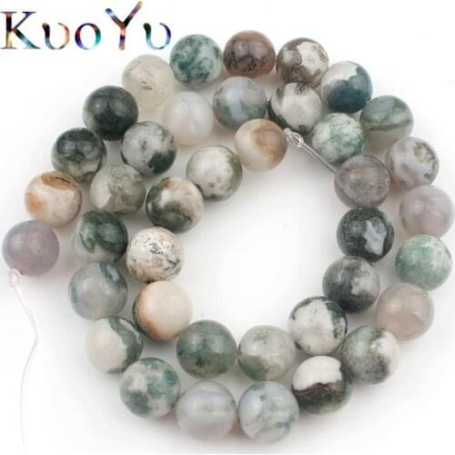 Natural Stone Tree Agates Onyx Round Loose Spacer Beads For Jewelry Making Diy Bracelet Accessories 4/6/8/10/12mm 15"Strand