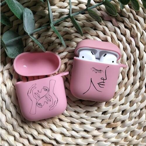 Fashion Abstract Art Lines Sexy woman Candy pink TPU silicone Airpod Case For Airpods 2 Airpods1 Airpods pro 3 TPU soft cover