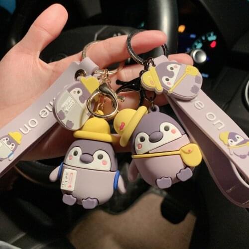 Cartoon Positive Penguin Keychain Cute Couples Accessorize With Key Chains Girl Student Handbag Pendant Gift Key Ring Wholesale