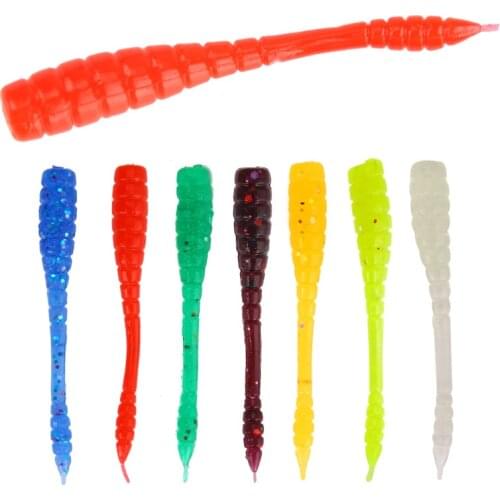 50Pcs Luya Soft Bait 0.4g 4.5cm Fishing Gear Lifelike Worm Earthworm Maggot Simulation Silicone 2021 Artificial Lure Ocean Boat