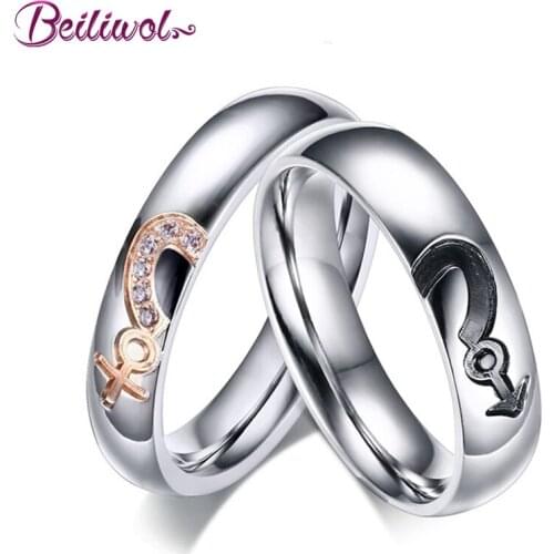Wedding Rings Sets Promise Alliance Anniversary Band Love Couple Ring Cubic Zircon Stainless Steel Jewelry Gifts Male and Female