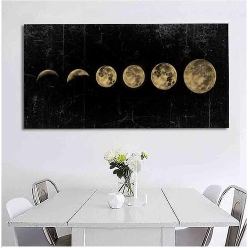 Big Size Eclipse of The Moon Wall Art Picture Minimalist Canvas Poster Print Universe Long Banner Art Painting Home Decor