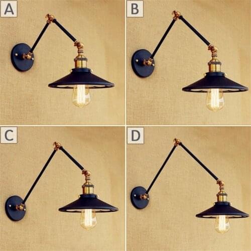 Loft Style Double Long Arm Wall Sconce Iron Mirror Face Lamp Edison Industrial Vintage LED Wall Light Fixtures Home Lighting