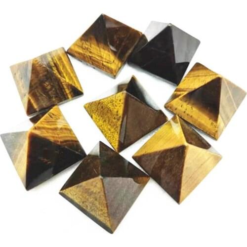 Natural Tiger Eye Pyramid Carved Crystal Stones For Home Decoration