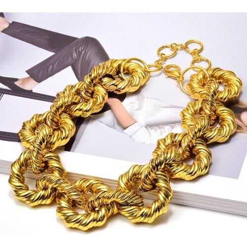 New Brand Round Circle Hip Hop Metal Necklace Gold Collar Necklaces For Women Party Choker Punk Rock Chunky Jewelry