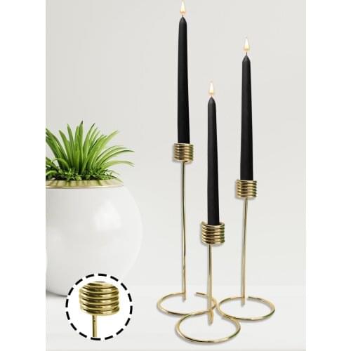 New Modern Season 2021 Metal Candlestick Set Of 3 Gold Plated Gift Home Decoration Accessory