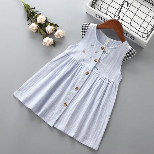 2-7 year High quality girl dress 2019 new summer casual cartoon solid kid children girl clothing party birthday princess dress