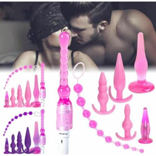 Details about 7Pcs/Set Vibrator Anal Beads Butt Plug Stimulator Massager Sex Toy Women Couple