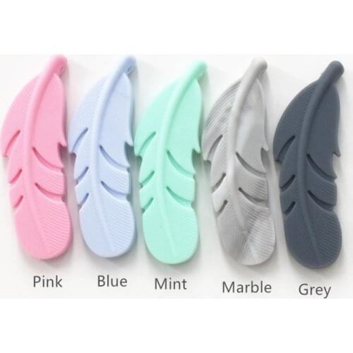Chenkai 20PCS BPA Free Silicone Feather Pacifier Teether Beads DIY Baby Shower Nursing Chewing Jewelry Sensory Toy Accessories