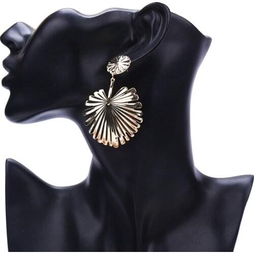 Leaf Alloy Earrings Women Big Dangle Earrings 2020 Vintage Punk Gold Color Drop Earrings Jewelry Large Metal Statement Earrings
