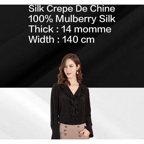 SILK CREPE DE CHINE 140cm width 14momme 100% Pure Silk Fabric For Dress and Shirts DIY Sewing Material Color Collection
