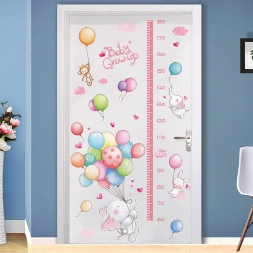 [shijuekongjian] Animals Balloons Wall Sticker DIY Height Mural Decals for Kids Rooms Baby Bedroom Nursery House Decoration