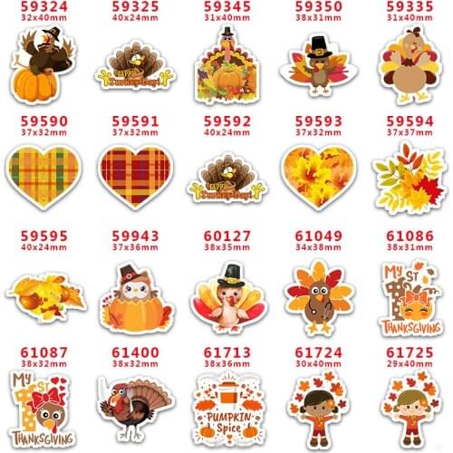 DIY Craft Supplies Sewing Accessories Cartoon Thanksgiving Turkey Printed Planar Resins Mold 10 Pieces. PR-59324