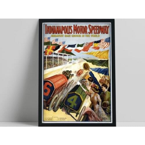 Vintage Indianapolis Motor Speedway Poster, Greatest Race Course In The World Wall Painting, Car Fans Collection, Bedroom Decor