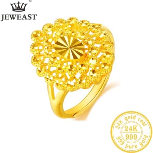 YLJC 24K Pure Gold Ring Real AU 999 Solid Gold Rings Elegant Shiny Beautiful Upscale Trendy Classic Jewelry Hot Sell New 2020