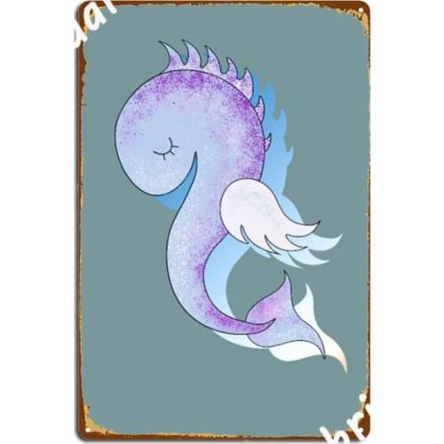 Cute Sleepy Fish Design Marine Life Concept Metal Signs Cinema Garage Club Bar Funny Plaques Tin sign Posters