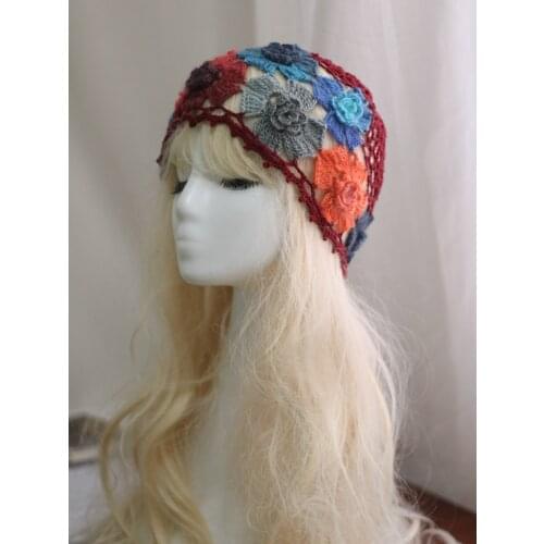 202105-2509226 French Restoring ancient ways grace knitting color flower leisure lady skullcap cap women Headgear hat