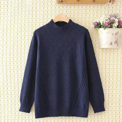 Plus size solid black navy khaki women loose Plaid knitted sweaters 2021 new autumn winter casual lady sweater female pullovers