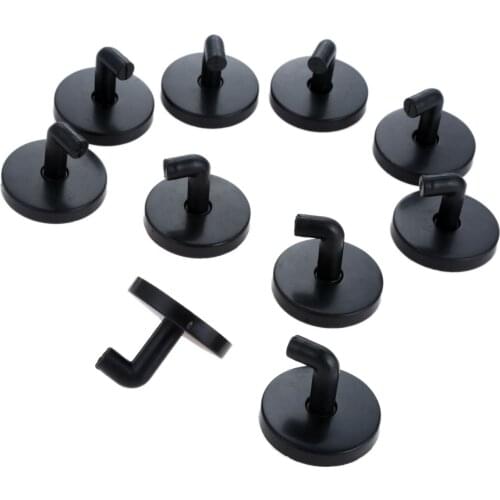 10pcs Black Plastic Coat Hooks Kitchen Hanger Storage Holders for Public Toilet Partition 52 x 45mm