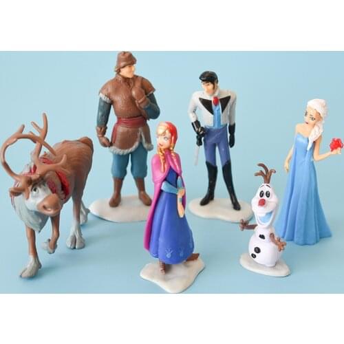 10cm Disney Princess Frozen Anime Cartoon Character Toy Set for Girls Birthday Gift Cake Decoration