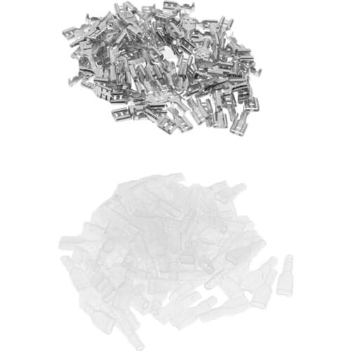 100 Sets 4.8mm Terminal Spade Copper Female Connector Electrical Connection