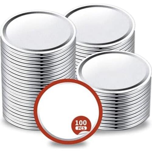 100Pcs/Set 86/70mm Canning Lids Premium Tinplate Reusable Sealing Regular Mouth Canning Lids Keep Food Drinks Fresh Canning Lids