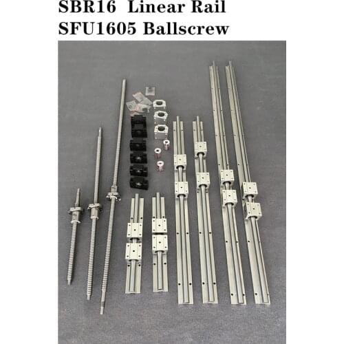 6 set SBR16 -300/700/1100mm Linear Guide Rail + 3 set SFU1605 - 300/750/1150mm Ballscrew set + 3 set BK/BF12 CNC Parts