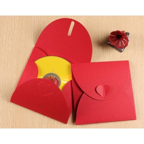 20pcs Red kraft paper CD bag CD DVD Disc Flap Paper Case Sleeves Blank Kraft Envelope Kraft Paper Gift Envelope CD/DVD Paper Bag