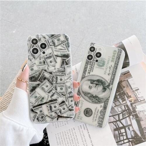 US Dollar Money Phone Cases For iPhone 12 Mini 11 Pro XS MAX XR X 8 7 Plus SE 2020 12Pro Fashion Straight Edge Soft TPU Cover