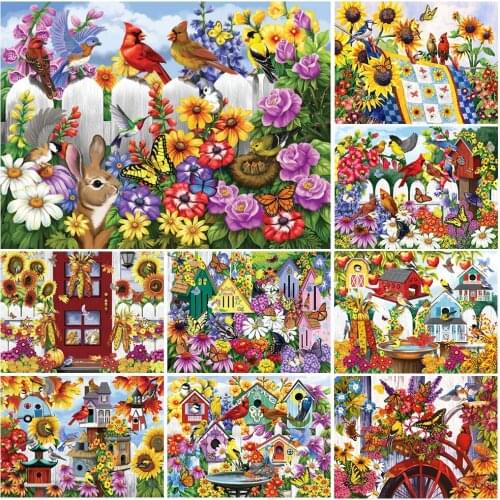 5D DIY Diamond Painting Bird Cross Stitch Kit Mosaic Diamond Embroidery Flower Animal Rhinestone Picture Art Home Decorations