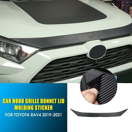For Toyota RAV4 RAV 4 2020 Car Styling Carbon Fiber Front Engine Hood Moulding Stickers Car Grille Bonnet Lid Molding Sticker