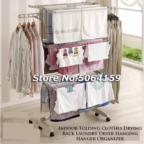 Indoor or Outdoor Household Folding Clothes Drying Rack Laundry Dryer Hanging Hanger Organizer