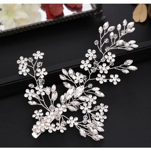 ACRDDK Luxury Rhinestone Flower Hair Clip Vintage Hair Pin Hair Grips Women Wedding Jewelry Accessories SL