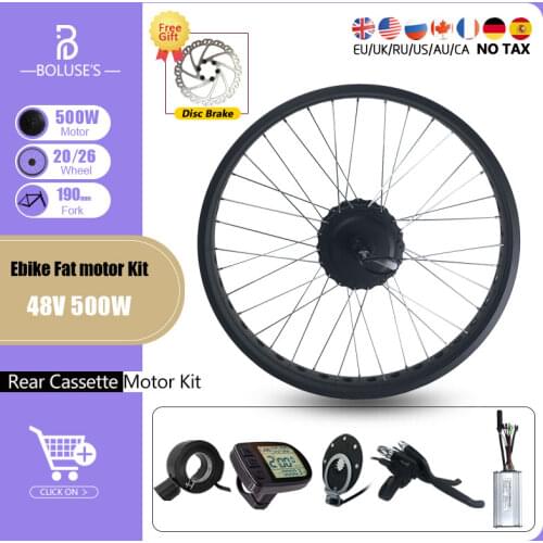 Ebike Fat conversion kit Rear Cassette Wheel hub motor 20 26 inch 4.0Tyre 48V 500W Snow Bike kit For Electric Fat Bike Kit