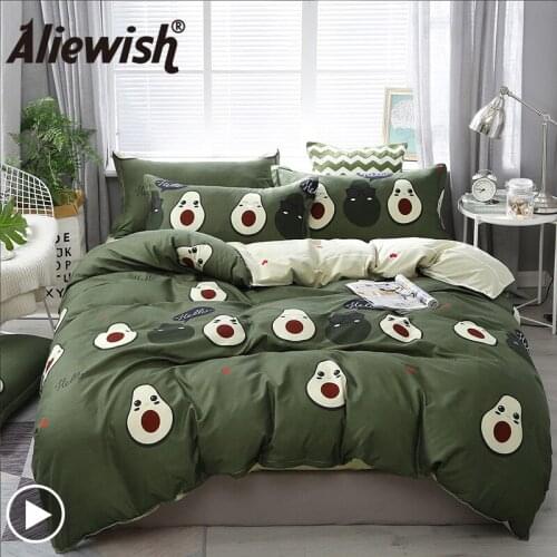 Nordic Fruit Style Avocado Bedding Set King Size Home Strawberry Duvet Cover Sets Pillowcase Bed Sheet Double Queen Bedclothes