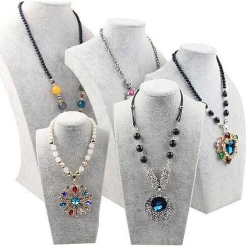 Hot Sale High Grade Luxury Velvet Gray Color Necklaces Pendants Display Stand Holder Show Case 5 Sizes Wholesale Price