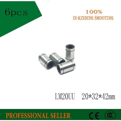 Free shipping 6pcs LM20UU LM20 20mm Linear Ball Bearing Bushing Linear Bearings CNC parts 3d printer parts