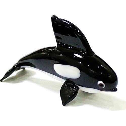 Mini Sea Animal Figurines Handmade Glass Killer Whale Ornaments Cute Vivid Orca Fun Gifts For Kids Home Aquarium Decor Supplies