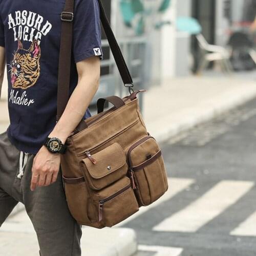 Tote Bag Men Laptop Bag 14 Inch Crossbody Bag Sling Bag Canvas Business Shoulder Bag