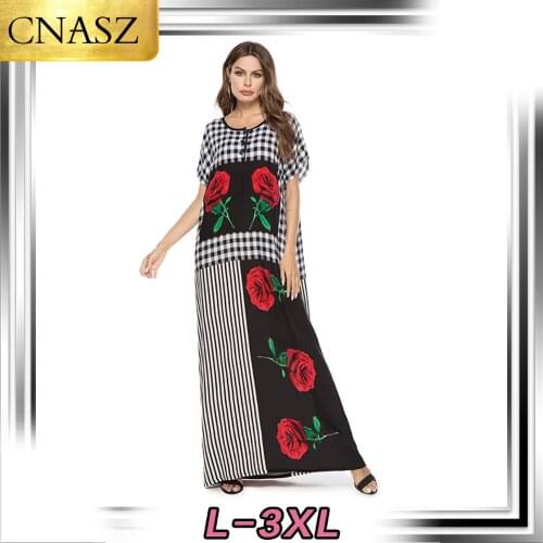 New Muslim Printed Dress Dubai Turkey Bohemian Dress Islamic Arab Moroccan Kaftan Fashion Clothes Middle East Abayas For Women