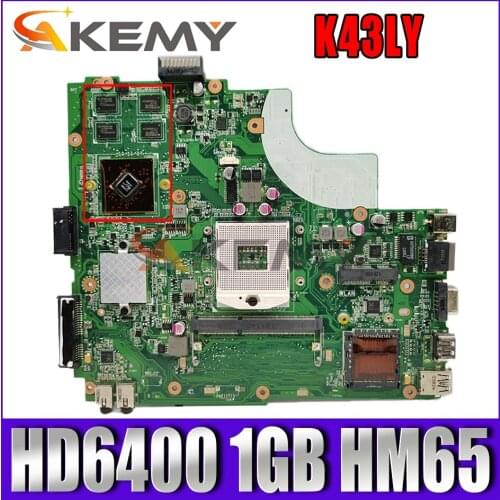 Original for ASUS K43LY laptop motherboard K43LY K84HR HD6400 1GB HM65 REV 3.1 tested good free shipping