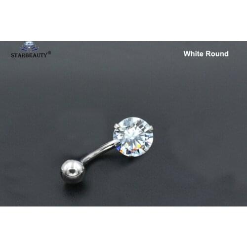 Starbeauty Big 8mm Round White Crystal Navel Piercing Ombligo AAA Zircon Star Belly Piercing Nombril Belly Button Rings Jewelry