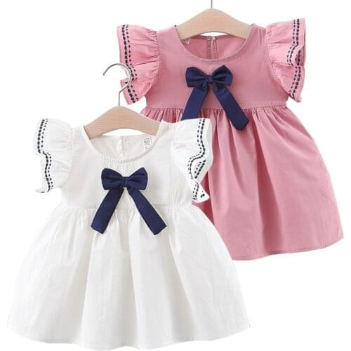Petal Baby Girls Dress 100% Cotton Toddler Summer Outfits White Birthday Kids Clothes