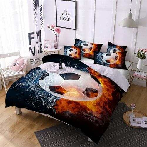 Drop Shipping 3D Flame explosion Football Bedding Set Print Duvet cover set Bedclothes with pillowcase bed set Boy Gife
