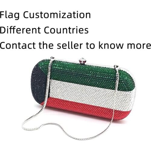 Luxury design Bridal wedding party purses women evening party diamonds flag customization crystal clutches purses