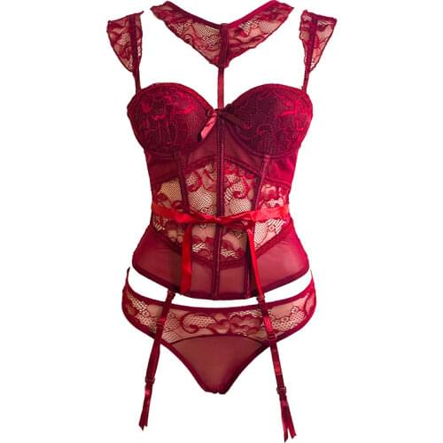 Sexy Corsets and Bustiers Lingerie Sexy Floral Lace Bustiers Charming Strappy Transparent Underwear Women Corset Gothic Clothes
